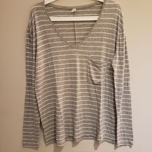 BP Grey and White Long Sleeves T-Shirt